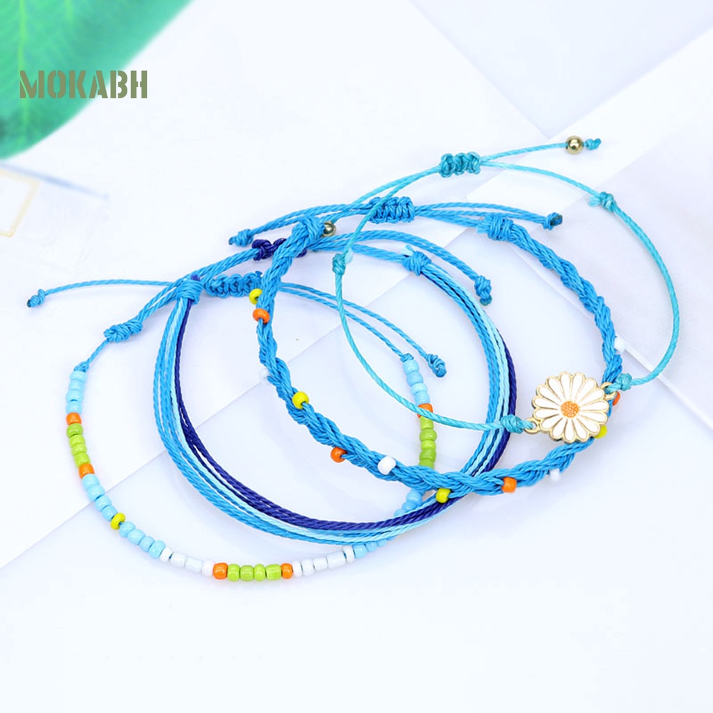 4 Vòng Đeo Tay Chống Thấm Nước Bằng Hợp Kim Phong Cách Bohemian Thời Trang Cho Nữ