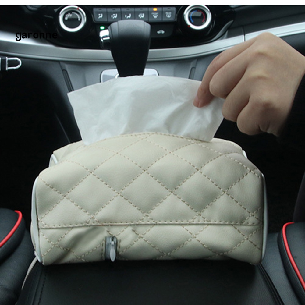 Hộp Đựng Khăn Giấy Bằng Da Giả Có Khóa Kéo Cho Xe Hơi Giá Đỡ