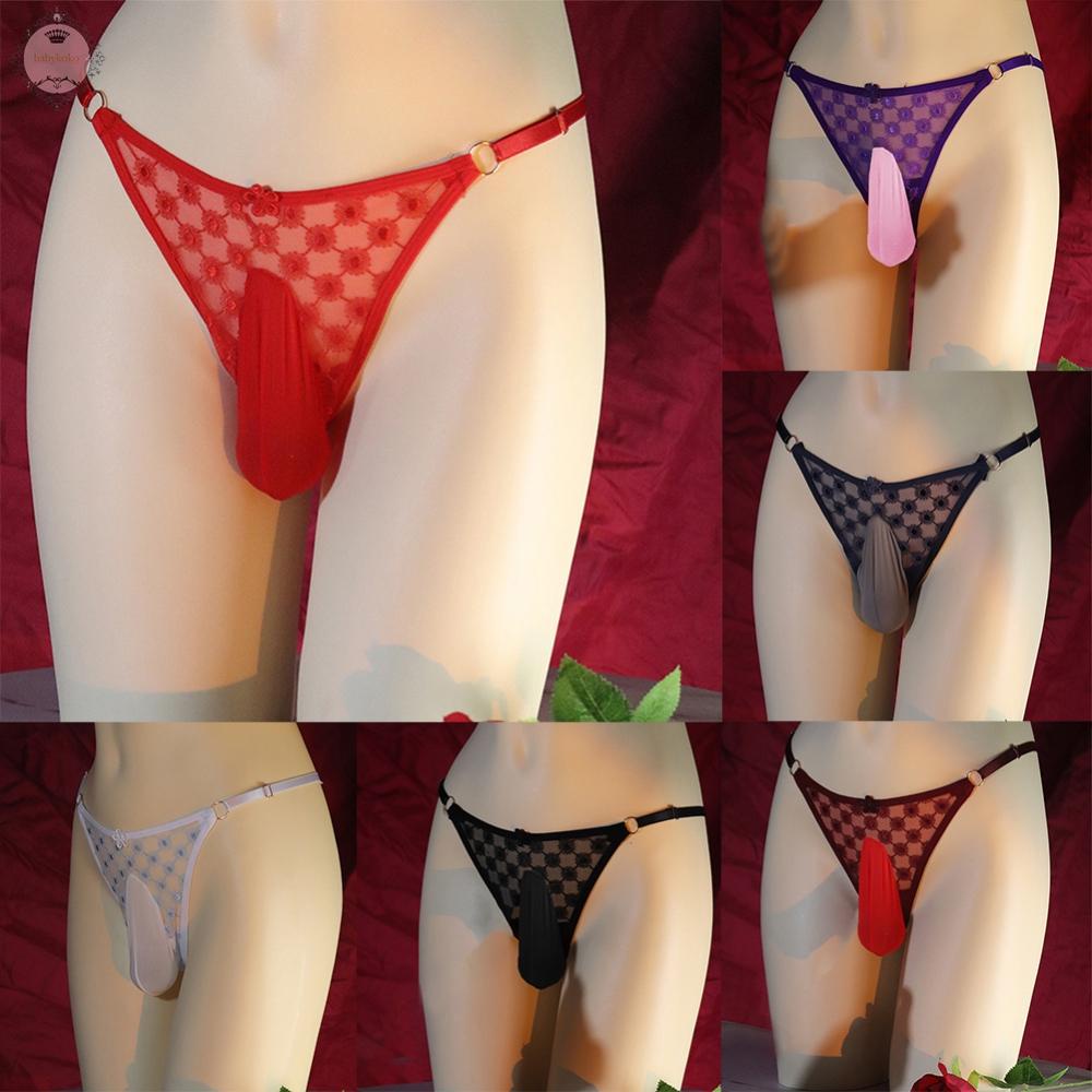 Mens Sissy Lace Lingerie Thong G String Briefs Pouch Panties Bikini Underwear in Various Colors