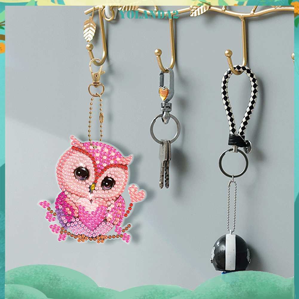 Bộ 6 Móc Khóa Đính Đá Nghệ Thuật Tự Làm