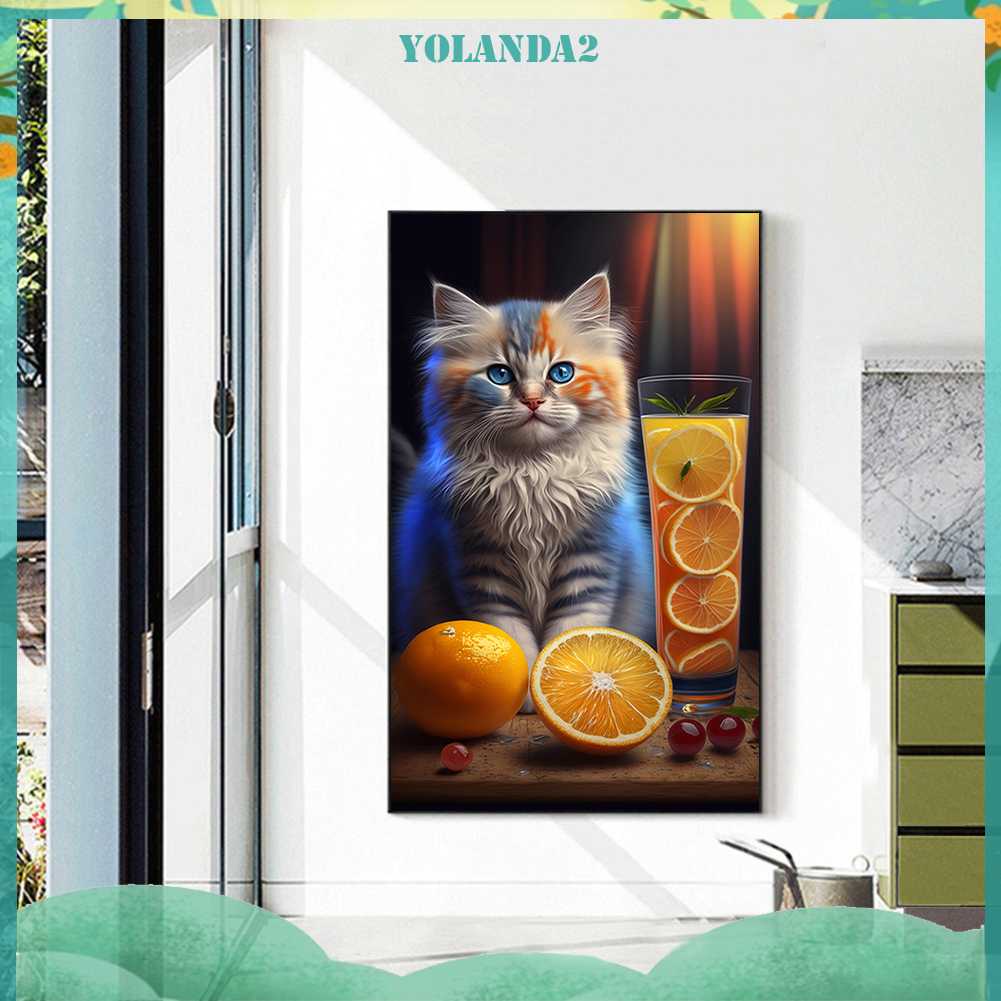 Tranh Đính Đá Kim Cương Toàn Bộ 5D DIY Hình Vẽ Mèo Trang Trí Nhà Cửa