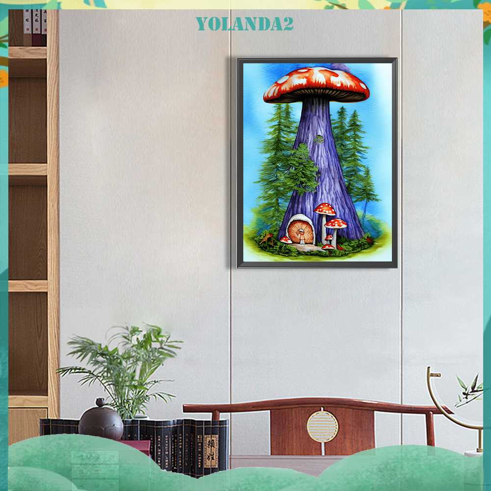 Tranh Đính Đá Kim Cương Toàn Bộ 5D DIY Hình Vẽ Nấm Trang Trí Nhà Cửa