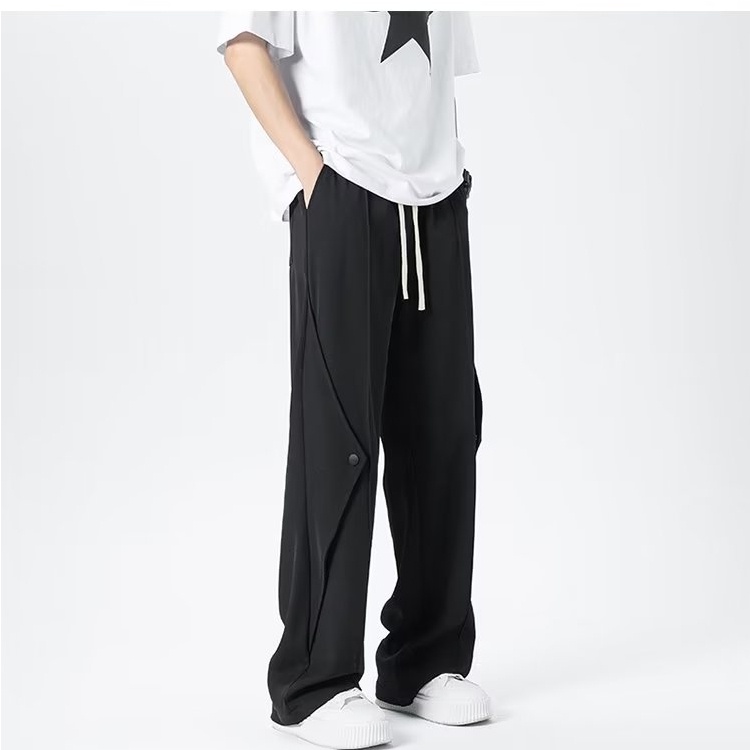 Quần Dài Thể Thao Vải Lụa Lạnh Mỏng Dáng Rộng Kiểu Đường Phố Thời Trang Mùa Hè Cho Nam