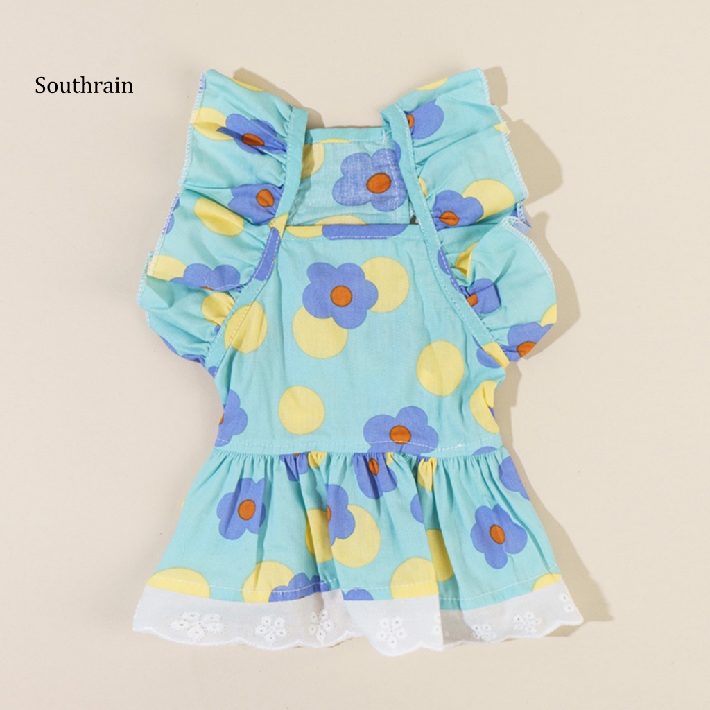 Đầm Công Chúa Bằng Cotton In Hoa Viền Ren Thời Trang Mùa Hè Cho Thú Cưng