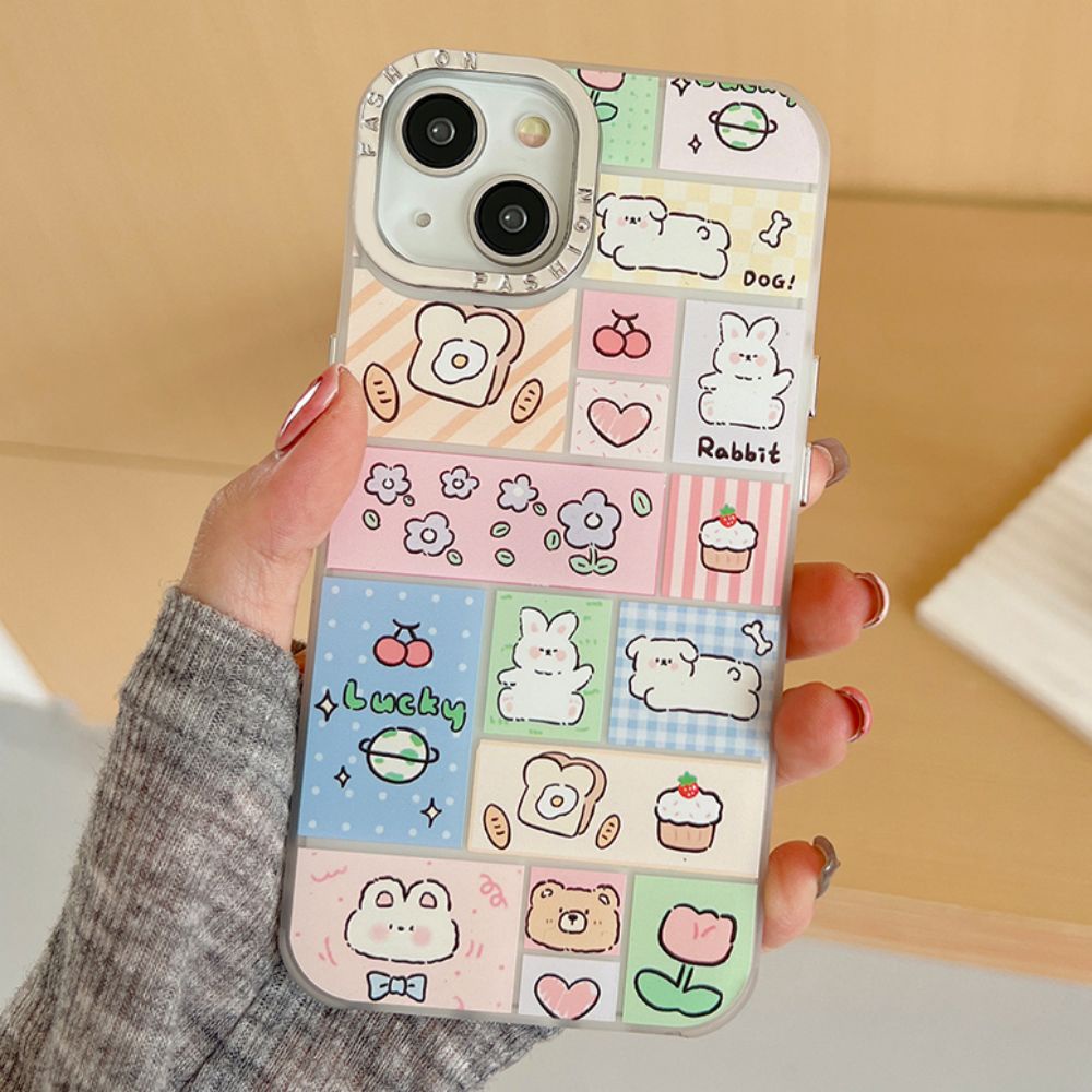 Ốp Điện Thoại TPU Mềm Chống Sốc Mạ Điện Họa Tiết Thỏ Mèo Cho IPhone 11 14 13 12 Pro Max XS XR 7 8 Plus