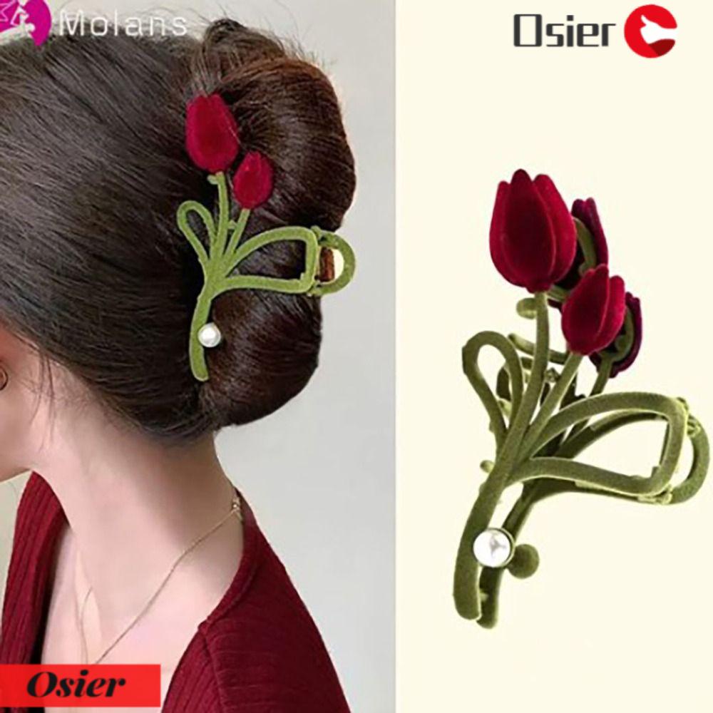 Kẹp Tóc Càng Cua / Hoa Tulip Cỡ Lớn Bằng Vải Nhung Cho Nữ 1