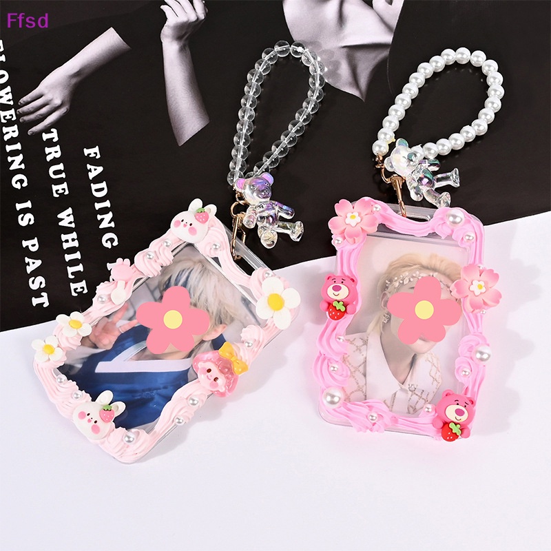 {Ffsd} Ốp Điện Thoại Trong Suốt Đính Hạt Pha Lê Hình Tai Nghe / Gấu Có Móc Khóa