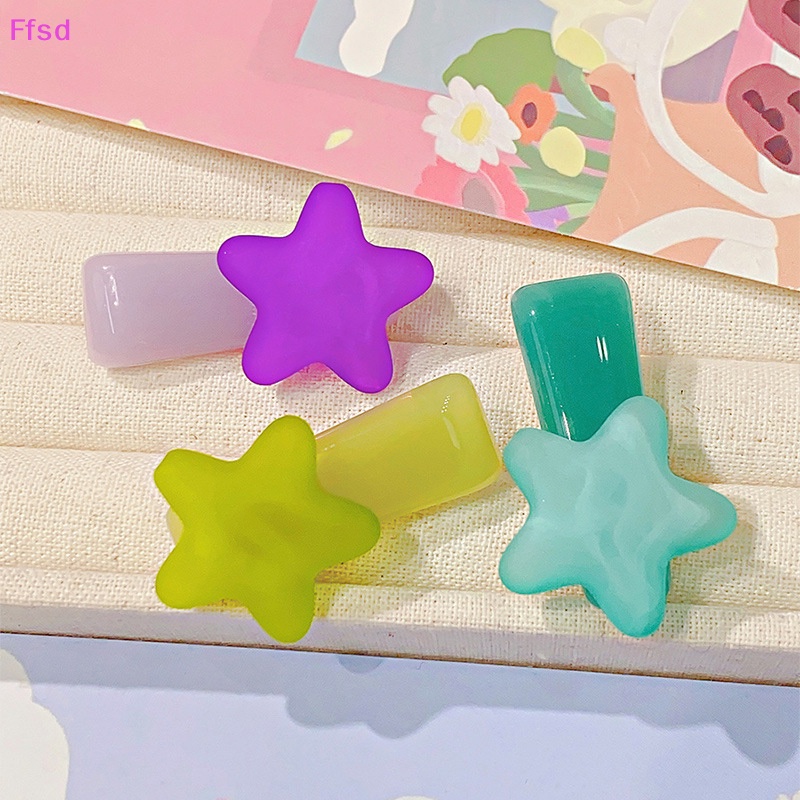{Ffsd} Kẹp Tóc Bằng Resin Hình Ngôi Sao Màu Sắc Ngọt Ngào Dễ Thương Thời Trang Mùa Hè Dành Cho Bé Gái