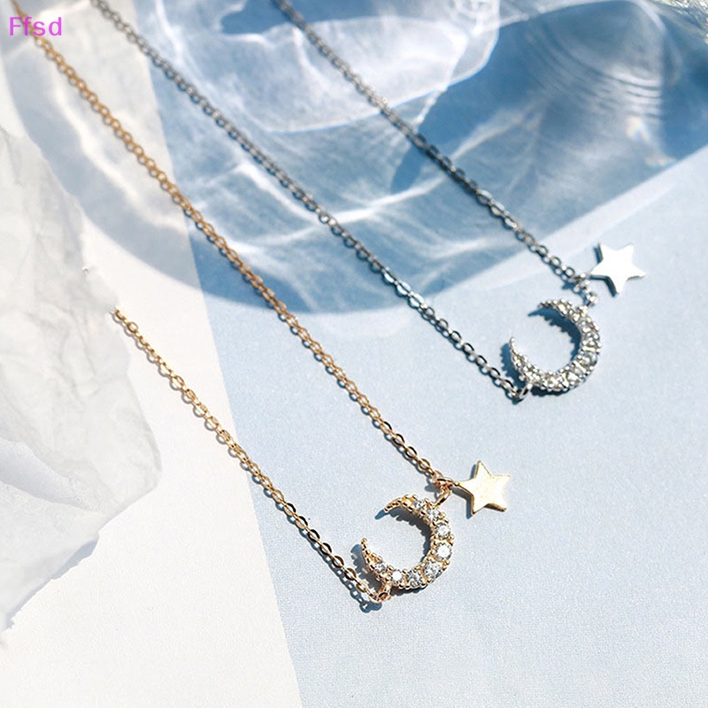 {Ffsd} Bộ Trang Sức Vòng Tay / Vòng cổ Mặt Trăng / Ngôi Sao Đính Đá Zircon Sáng Tạo Thời Trang Dành Cho Nữ