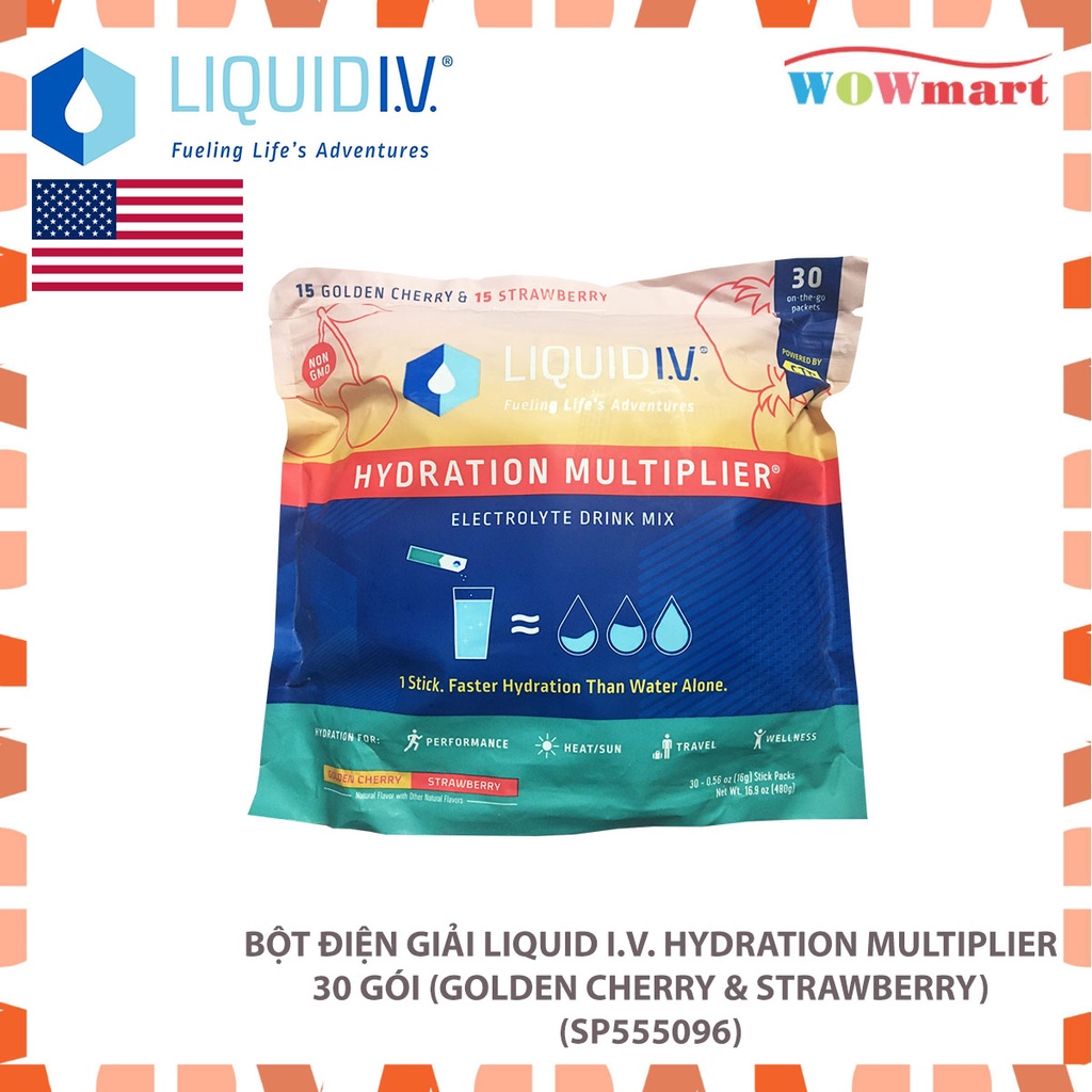 Bột điện giải Liquid I.V. Hydration Multiplier 30 gói (Golden Cherry & Strawberry)