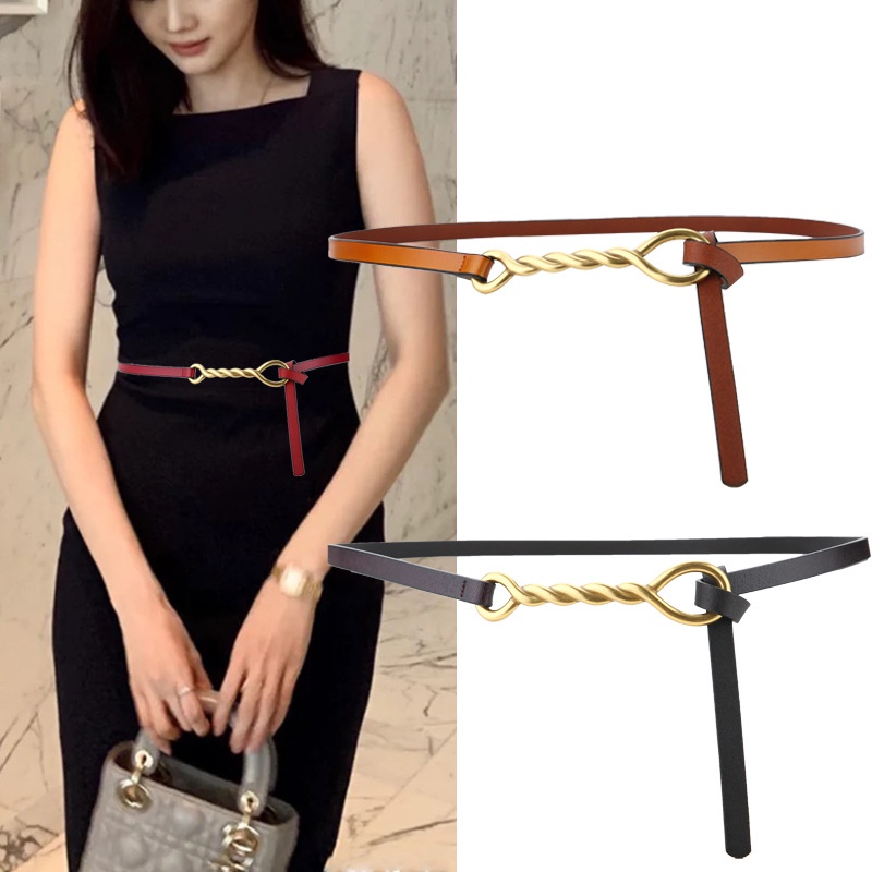 Haimeikang Thắt Lưng Mỏng Bằng Kim Loại Kiểu Dáng Đơn Giản Thời Trang Cho Nữ