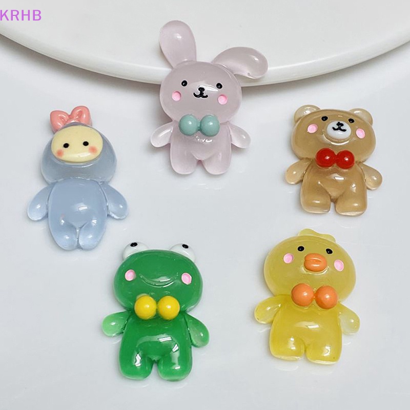 Set 5 Tượng Động Vật Mini Bằng Resin Màu Dạ Quang Dễ Thương Dùng Để Trang Trí Mới