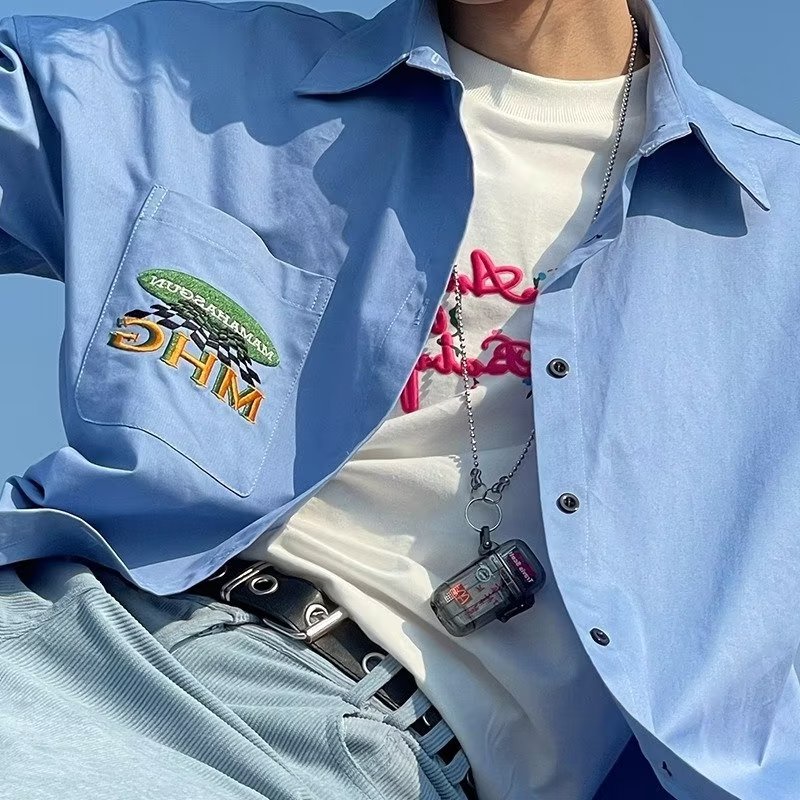 Áo Thun Tay Ngắn Dáng Rộng Ba Màu Sắc Retro Mỹ Mùa Hè