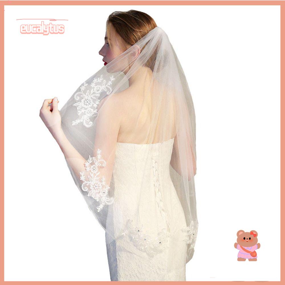 Mạng Che Mặt 1 Lớp Vải Ren Hoa Phụ Kiện Đám Cưới Cho Cô Dâu