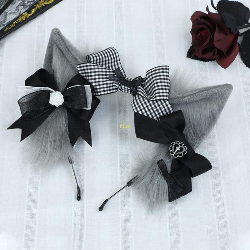 Flgo Băng Đô Cài Tóc Trang Điểm / Làm Đạo Cụ Chụp Ảnh Hình Tai Động Vật Hoạt Hình Bằng Lông Nhung Dành Cho Bạn Nữ