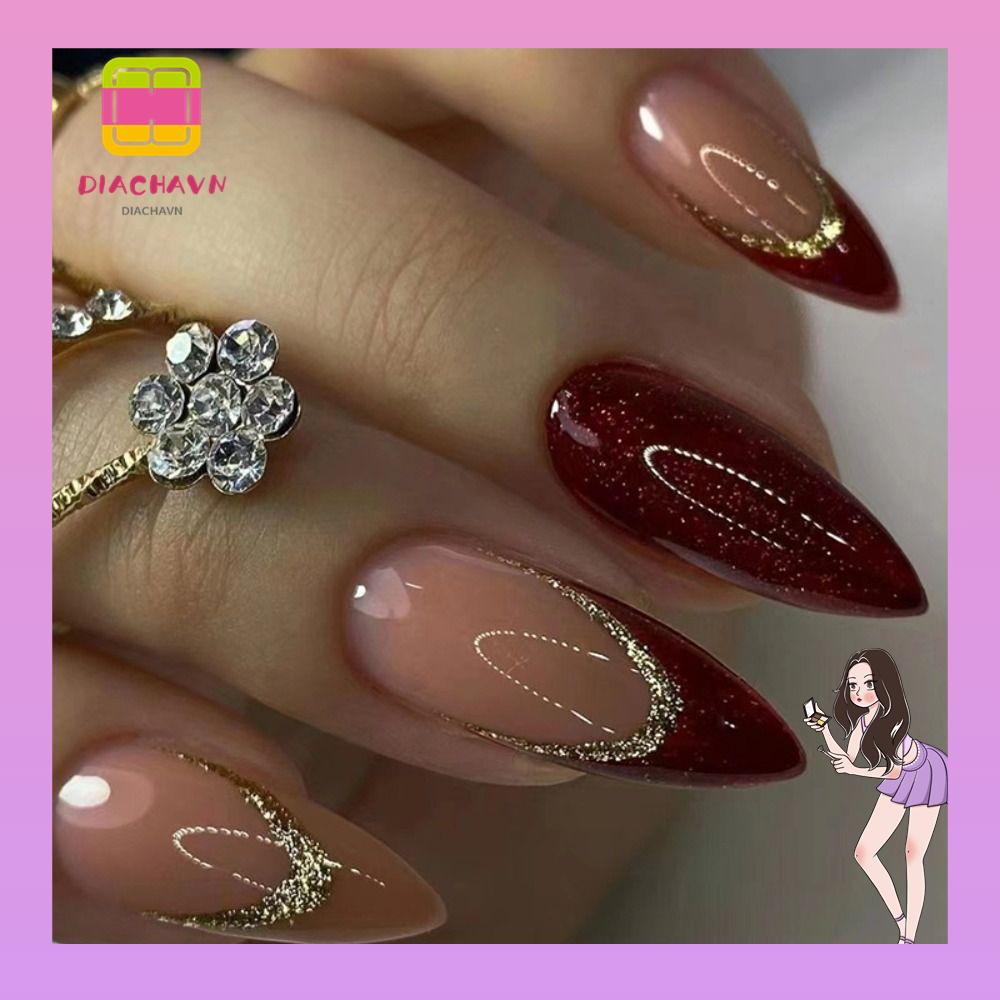 Set 24 Móng Tay Giả Màu Trắng Đen Có Thể Tháo Rời Diy