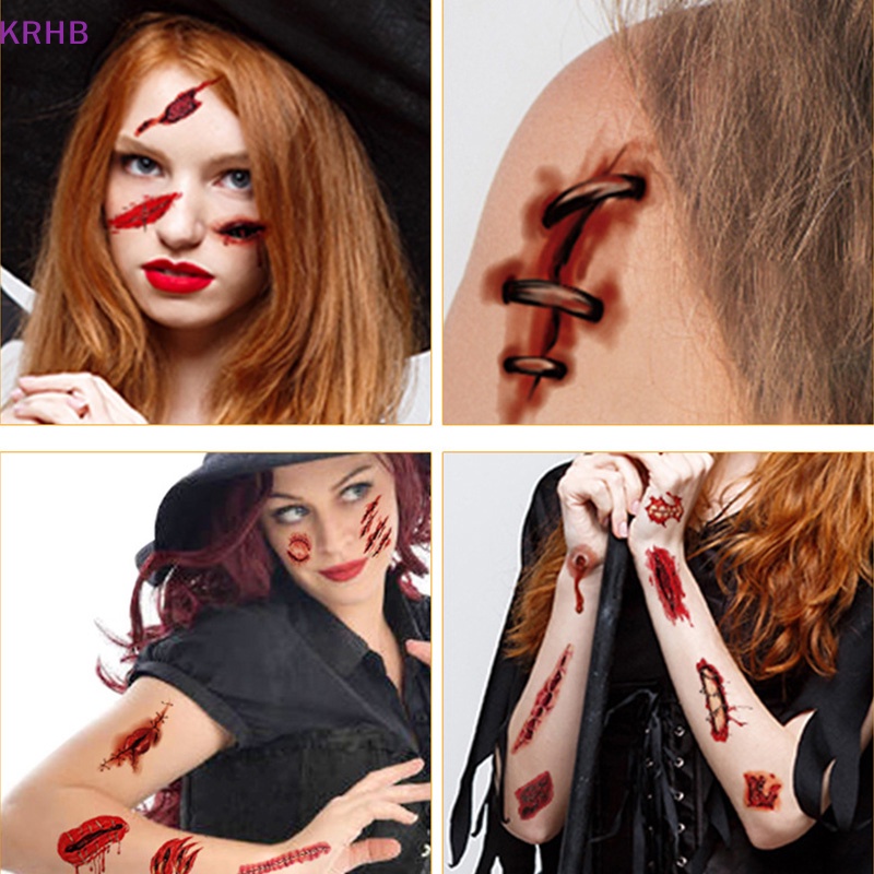 Set 10 Tấm Hình Xăm Dán Chủ Đề Halloween Độc Đáo Mới