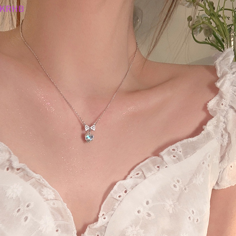 Vòng cổ Mặt Hình Nơ Hồng Đính Đá Zircon Thời Trang Cho Nữ Mới