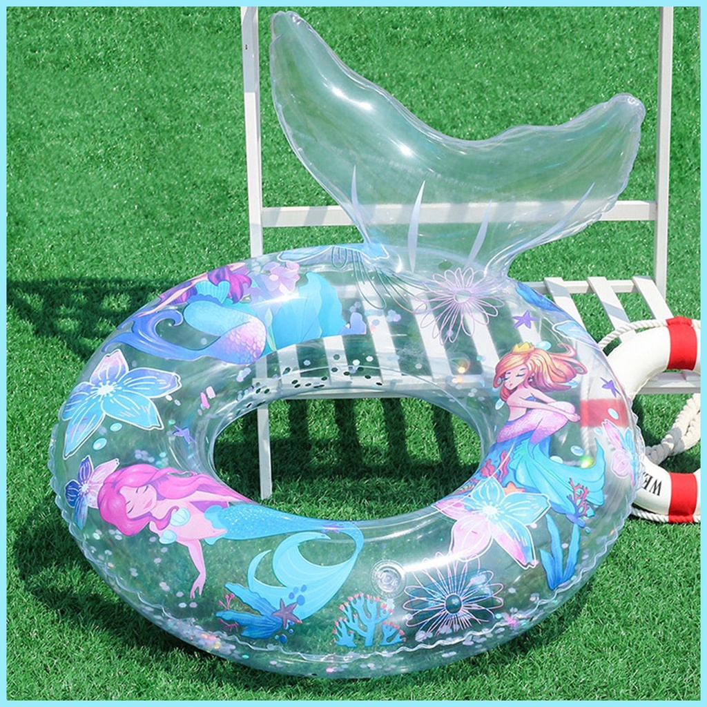 Phao Bơi Bơm Hơi Kiểu Hoạt Hình Dễ Thương Trong Suốt Chống Rách Tiện Dụng