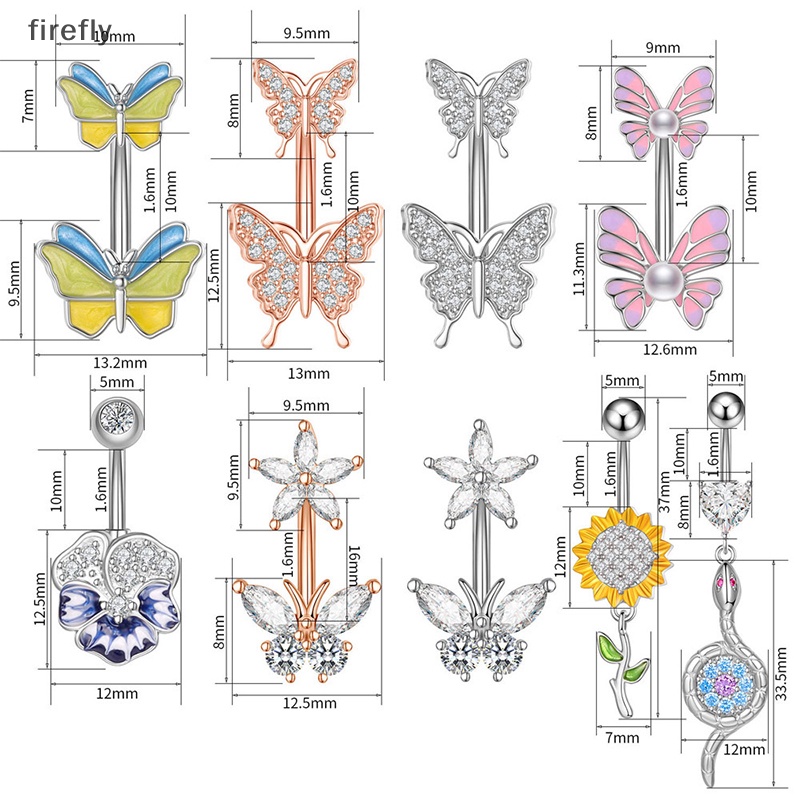 Khuyên Rốn Hình Bướm Bằng Thép Tinh Tế Cho Nữ