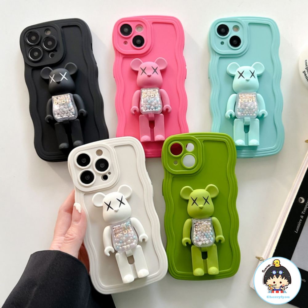 Ốp Điện Thoại TPU Mềm Chống Sốc In Hình KAWS Có Giá Đỡ Cho IPhone 11 14 13 12 Pro Max XS XR 7 8 Plus