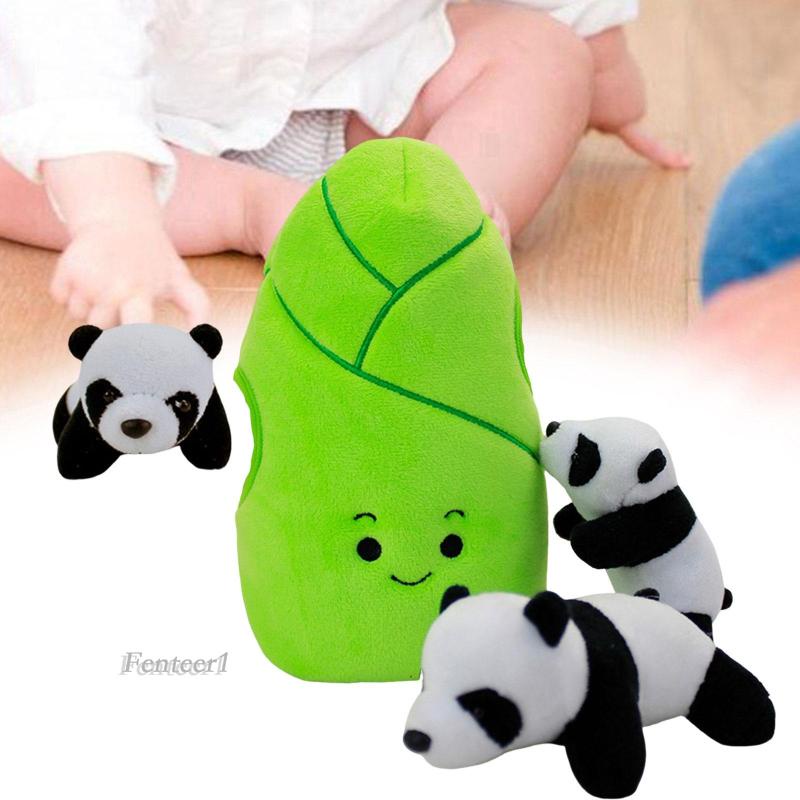 [Fenteer1] 4 Thú Nhồi Bông Hình Gấu Trúc Trang Trí Xe Hơi Dành Cho Trẻ Em Và Người Lớn