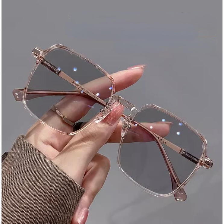 [-0°~-400°[Photochromic Kính Cận Thị Gọng Lớn Siêu Nhẹ Chống Ánh Sáng Xanh Dương / Bức Xạ Cho Nam Và Nữ