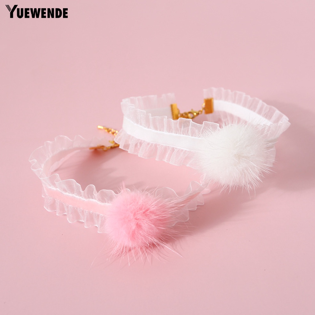 Yq.e Vòng Cổ Phối Lông Nhung Co Giãn Tốt Trang Trí Vòng Cổ Cho Mèo Cưng