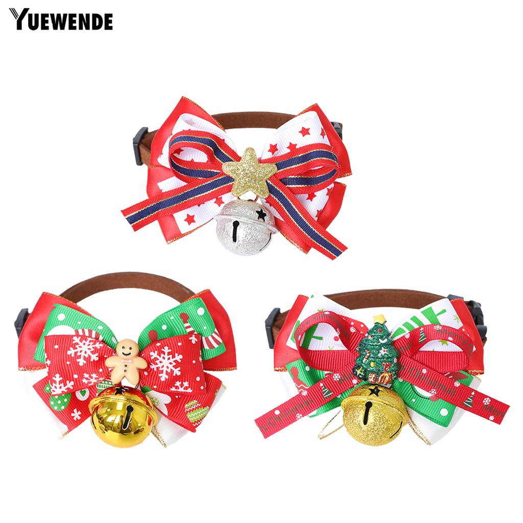 Yq.e Vòng Đeo Cổ Bằng Vải Không Gây Dị Ứng Đính Chuông Trang Trí Giáng Sinh An Toàn Cho Thú Cưng