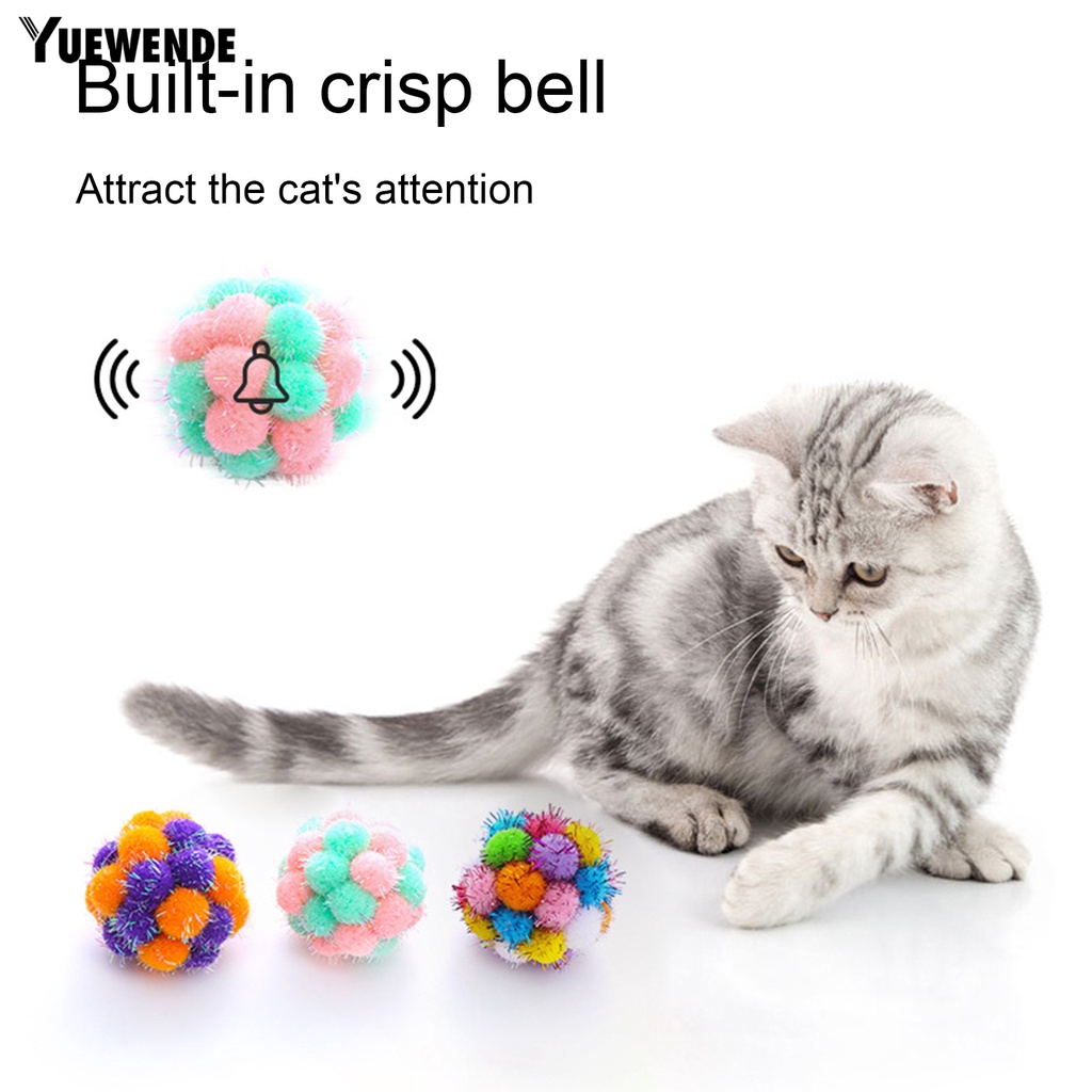 Quả Bóng Lông Xù Nhiều Màu Có Chuông Đồ Chơi Cho Mèo Cưng