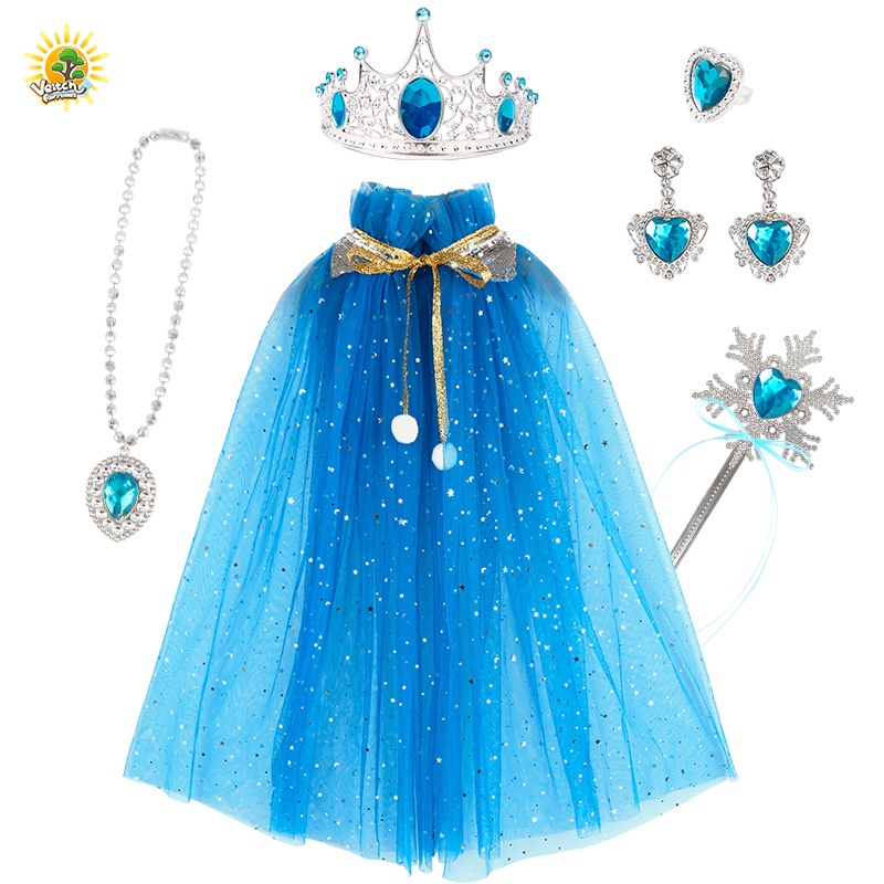 Áo Choàng Lưới Hóa Trang Công Chúa Disney Màu Cầu Vồng / Hồng / Xanh Dương / Tím Cho Bé Gái