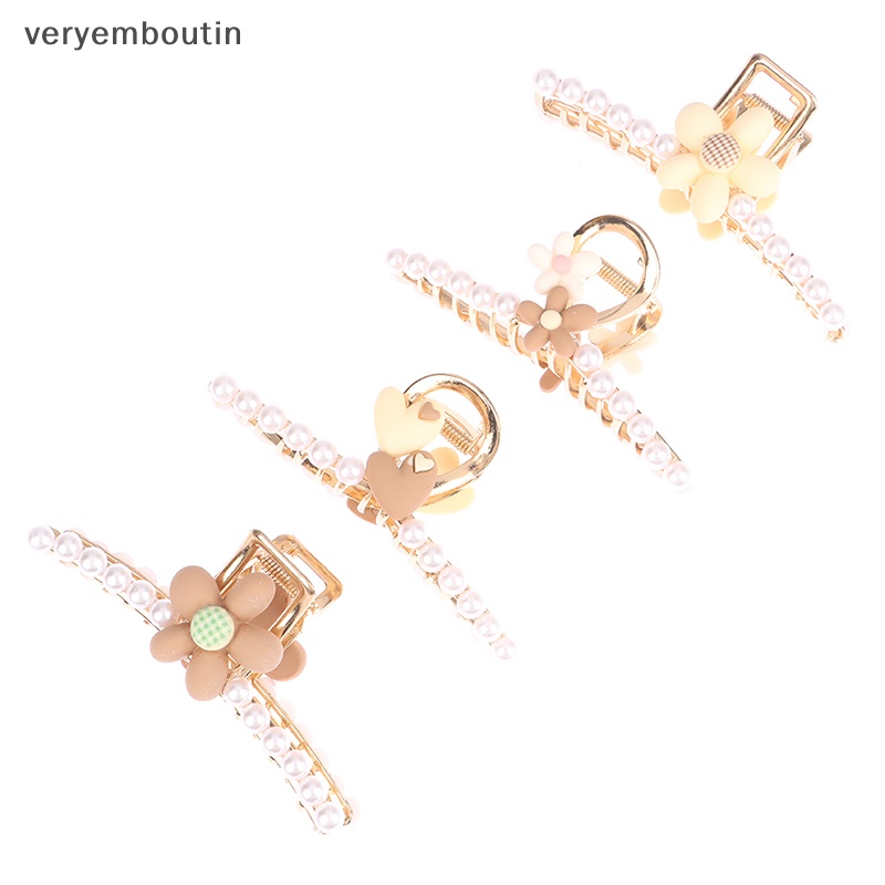 Kẹp Tóc Hình Hoa / Trái Tim Đính Ngọc Trai Thời Trang Cho Nữ