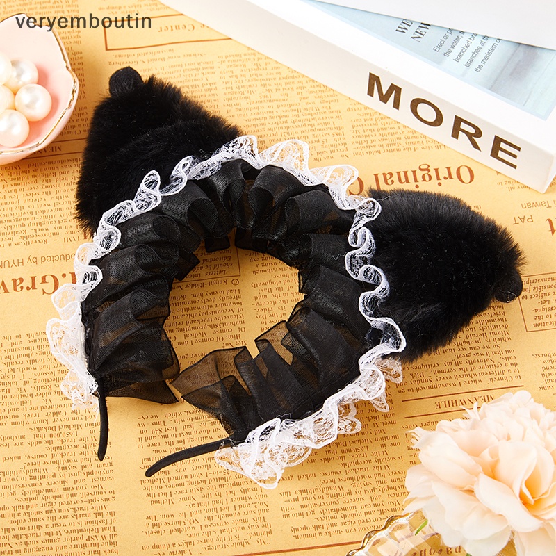 Băng Đô Cài Tóc Hình Tai Quỷ Hoạt Hình Phối Ren Phong Cách Gothic Dễ Thương