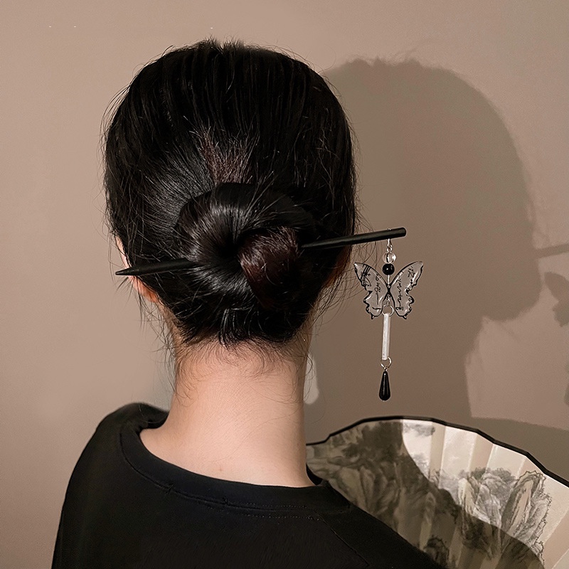 Trâm Cài Tóc Hình Bướm Màu Đen Phong Cách Trung Hoa Thời Trang Mùa Hè Cho Nữ