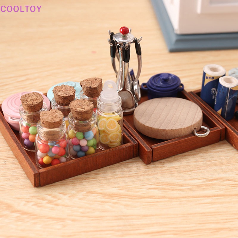Set 3 Khay Gỗ Đựng Đồ Trang Trí Nhà Búp Bê Tỉ Lệ 1: 12