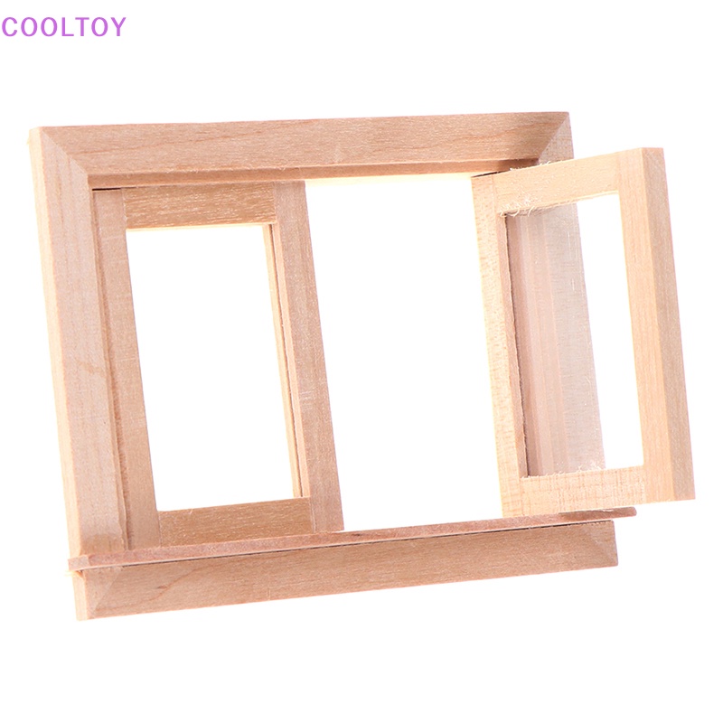 Cửa Sổ Mini 2 Pane Bằng Gỗ Tỉ Lệ 1 / 12 Trang Trí Nhà Búp Bê DIY