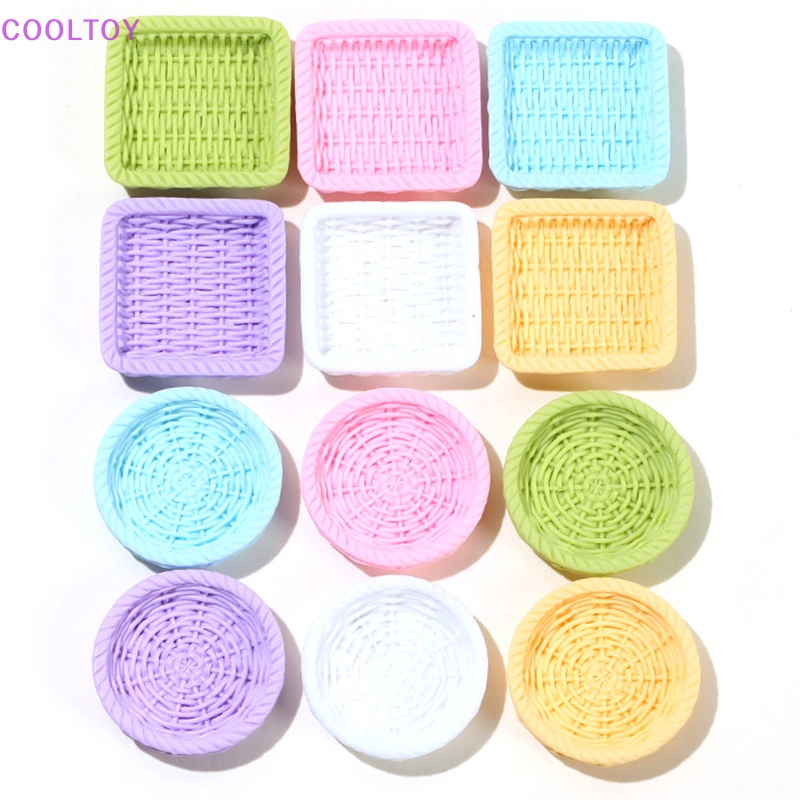 Set 5 Khay Bện Mây Mini 1 / 12 Trang Trí Nhà Búp Bê DIY