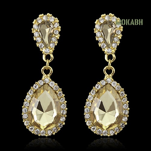 Bông Tai Hình Giọt Nước Đính Đá Sang Trọng Cho Cô Dâu