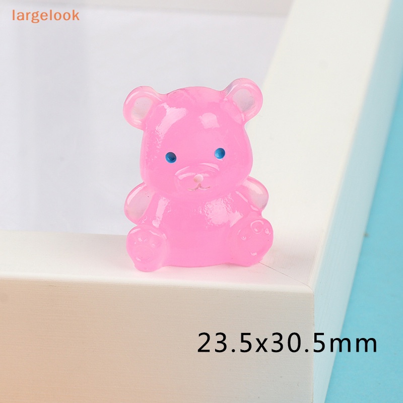 Bộ 2 Móc Khóa Hình Chú Gấu 3D Bằng Nhựa Resin Màu Dạ Quang DIY