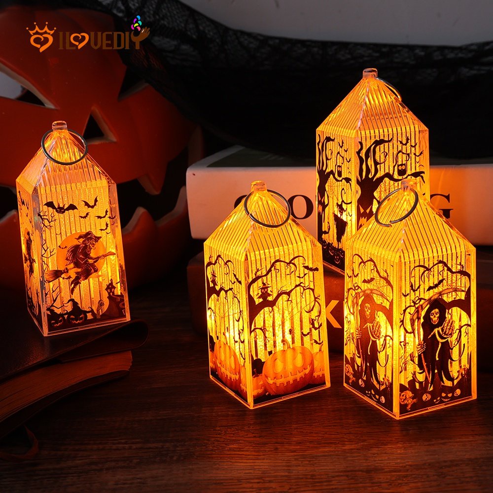 Đèn LED Hình Đầu Lâu Bí Ngô / Ngọn Lửa Cỡ Nhỏ Độc Đáo Trang Trí Tiệc Halloween