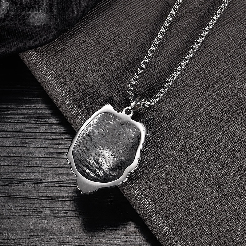 Dây Chuyền Mặt Hình Đầu Sói Bằng Thép Không Gỉ Phong Cách Punk Thời Trang Cho Nam