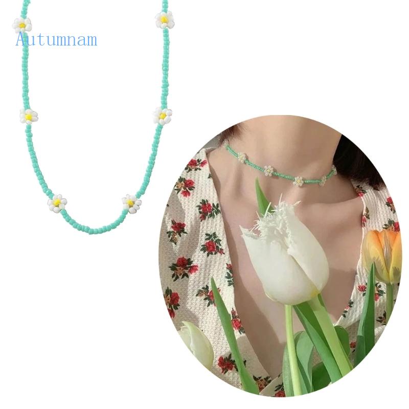 Vòng cổ Hạt Nhựa Hình Hoa Màu Sắc Ngọt Ngào Phong Cách Bohemian Thời Trang Cho Nữ