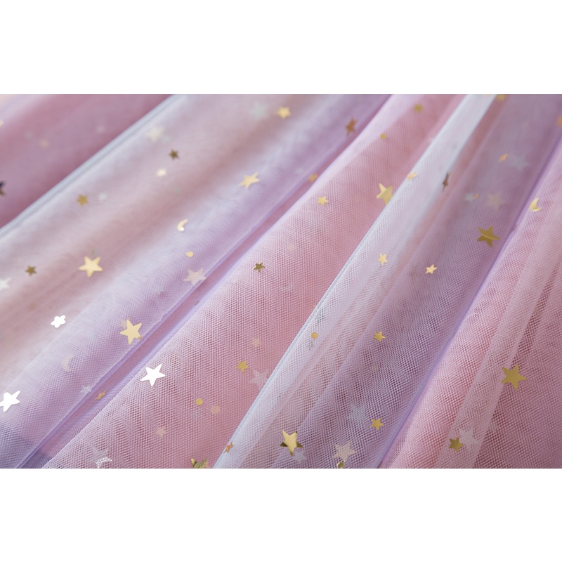 Đầm Công Chúa Phối Lưới Màu Trơn Dễ Thương Thời Trang Mùa Hè Cho Bé Gái 1-5 Tuổi