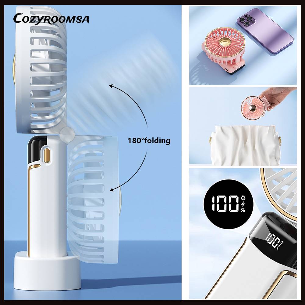 Quạt Cầm Tay Mini Có Thể Gấp Lại Với Màn Hình Kỹ Thuật Số Để