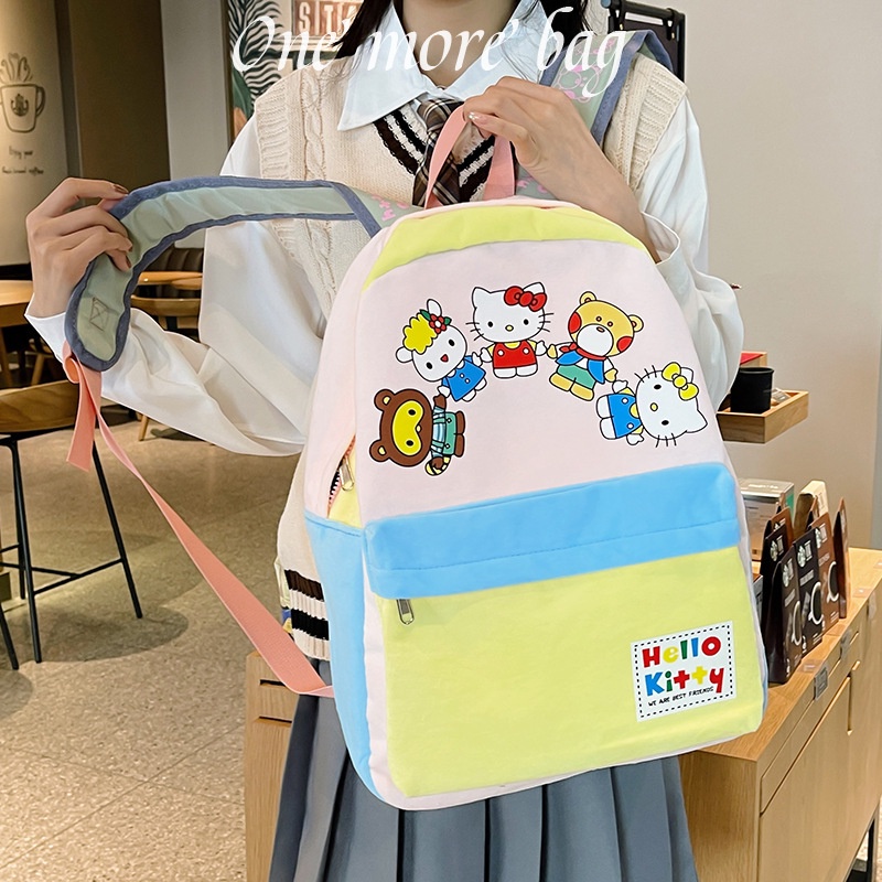 One Ba Lô Học Sinh Sức Chứa Lớn In Hình Mèo Dễ Thương