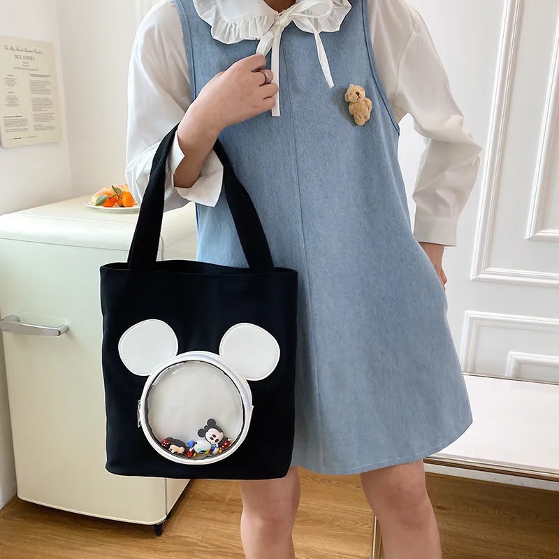 Túi tote Đeo Vai Vải canvas Cỡ Lớn In Hình Chuột Mickey Thời Trang Mùa Thu 2023 Cho Nữ Sinh