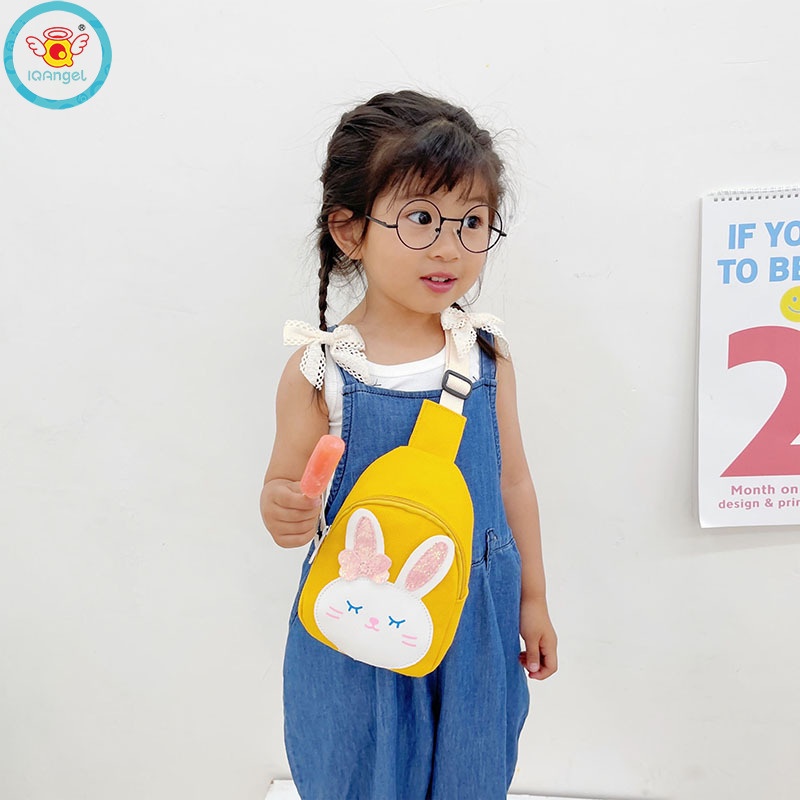 Túi Đeo Chéo Vải canvas Hình Thỏ Hoạt Hình Dễ Thương Phong Cách Hàn Quốc Cho Bé