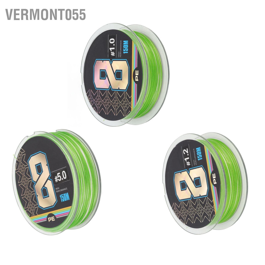 Vermont055 Dây Câu 150M PE 8 Sợi Bện Chịu Lực Căng Mạnh Phụ Kiện Cá Ngoài Trời