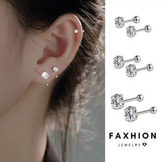 Faxhion 1 Cặp Bông Tai Zircon Pha Lê Inox Cho Nữ / Nam 4 Prong Tragus Sụn Xuyên Phụ Kiện Trang Sức