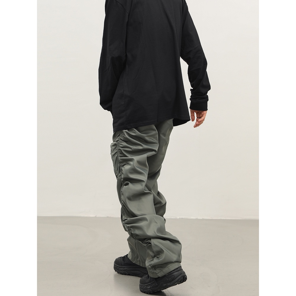 Áo Khoác Nylon Dây Rút Xếp Ly Phong Cách Đường Phố Mỹ Btsg